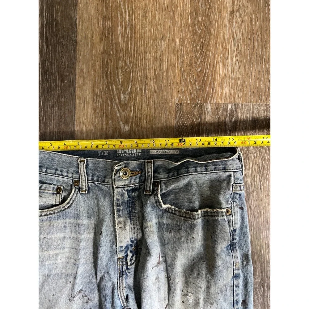 Urban Pipeline Regular Fit Jeans Mens 31x30 Blue Good Paint Splatter Distressed